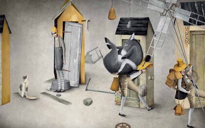 Una escena de la edición ilustrada de El gato con botas