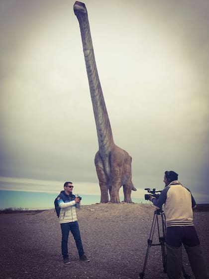 Una escena del rodaje de la serie en Trelew