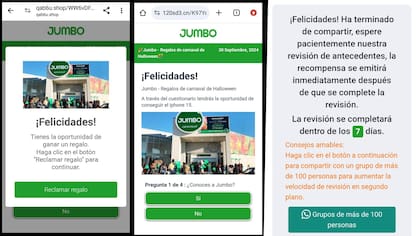 Una estafa que circula por WhatsApp basada en una supuesta encuesta del supermercado Jumbo