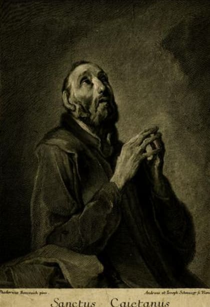 Una estampa de San Cayetano que forma parte de la colección del Museo Británico