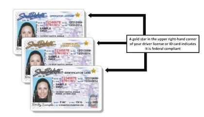Una estrella dorada en la esquina superior derecha de su licencia de conducir o tarjeta de identificación indica que cumple con las normas federales