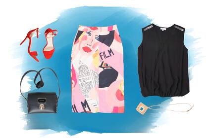 Una falda tubo es una prenda atemporal. Si además se le suma un estampado de autor, como en este caso, puede convertirse en una prenda ideal para tu fondo de armario.