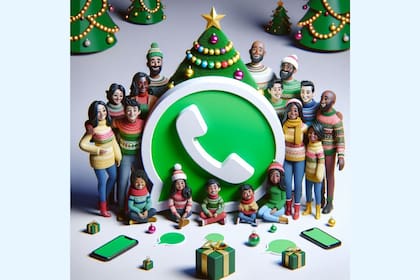 Una familia y un árboito, para el "modo arbolito de Navidad"