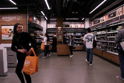 Una foto de 2019 de la tienda Amazon Go, sin cajeros