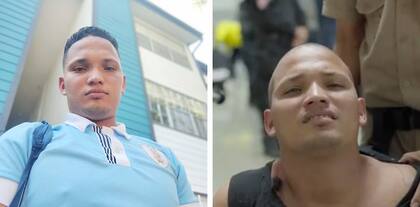 Una foto de Mervin Yamarte en Dallas, proporcionada por su madre (izq.) y la imagen de Yamarte en el video compartido por Bukele