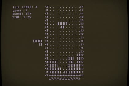 Una foto del Tetris original; creado para una computadora sin gráficos, usaba caracteres para simular los bloques