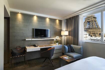 Una habitación modelo del hotel donde se aloja el Peque con su novia en París. Crédito: www.pullmanparistoureiffel.com