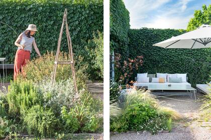 Una huerta fue ubicada a la salida de la cocina. Paula cuenta con una huerta más grande y ambiciosa en otro sitio, pero ésta cuenta con aromáticas, y es donde prueba nuevas semillas y experimenta con flores comestibles.