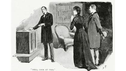 Una ilustración de la publicación original de 1892 de "La aventura de la banda moteada"