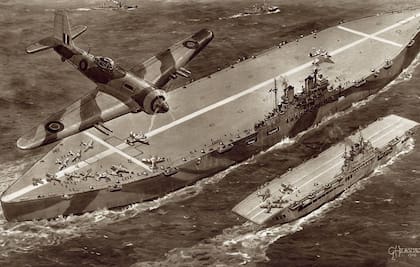 Una ilustración en la revista Illustrated London News da cuenta del tamaño que tendría el H.M.S. Habakkuk en comparación con otro portaaviones de la flota ingles como el que aparece en la imagen, el H.M.S. Indefatigable