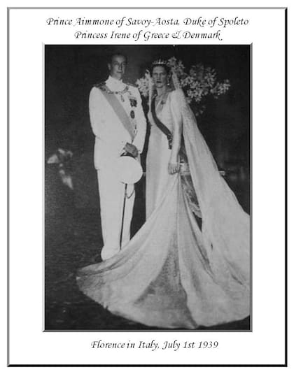 Una imagen de la boda del príncipe Aimone de Saboya y la princesa Irene, en Florencia, 1939