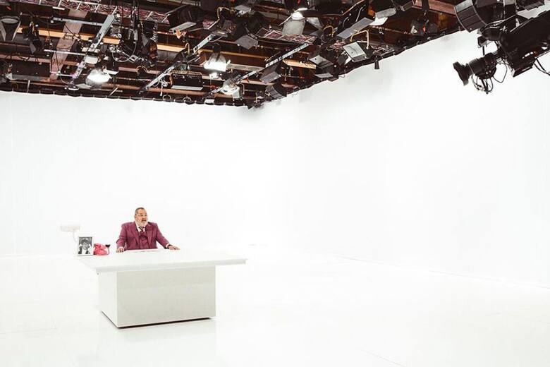 Una imagen de la escenografía "en blanco" que Lanata eligió para abrir la temporada 2022 de PPT
PPT