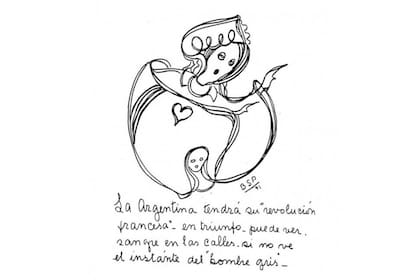 Una imagen de la iconografía de Solari Parravicini, donde menciona al "hombre gris"