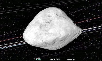 Una imagen de la simulación de seguimiento del asteroide