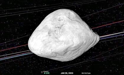 Una imagen de la simulación de seguimiento del asteroide
