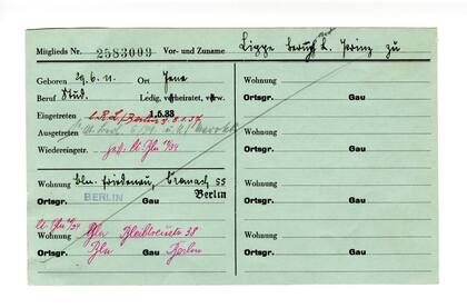 Una imagen de la tarjeta de miembro del NSDAP de Bernhard.
(Crédito: imagen Colecciones Reales La Haya).