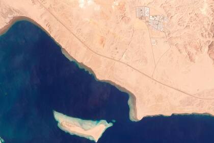 Una imagen de satélite muestra el desierto vacío en la región en la que se construirá la futura ciudad.