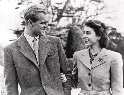 Una imagen de su luna de miel en Broadlands (Inglaterra), en 1947.
