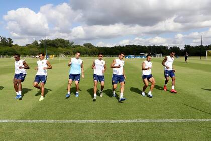 Una imagen del entrenamiento de Boca de este martes, en Ezeiza