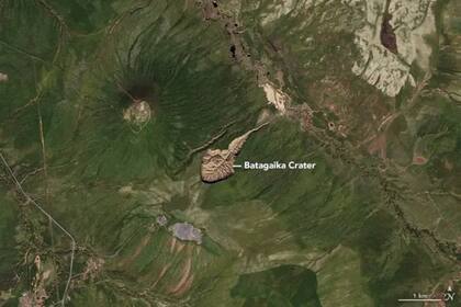 Una imagen desde arriba del cráter de batagaika o "boca del infierno"