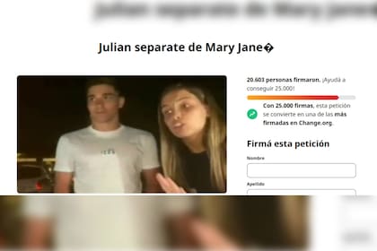 Una insólita campaña se inicio en redes sociales para que "La Araña que pica" deje su pareja (Captura de Change.org)