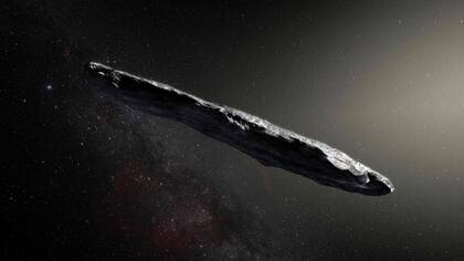 Una interpretación artística del asteroide Oumuamua, que se cree mide unos 400 metros de largo