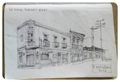 Una italiana de paso por Buenos Aires. Una hoja de su cuaderno de trabajo