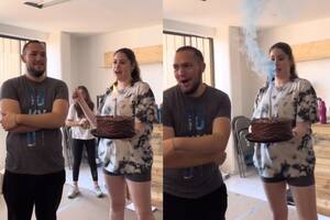 Cometió un gracioso error con la torta de cumpleaños de su novio y se hizo viral