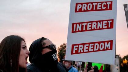 Una manifestación a favor de la neutralidad de la red en EE.UU. en diciembre último