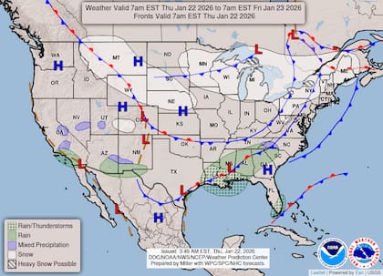 Una masa de aire ártico excepcionalmente fría provocará que las sensaciones térmicas (wind chill) se desplomen hasta los -55°F (-48°C) en el Alto Medio Oeste y las Grandes Llanuras