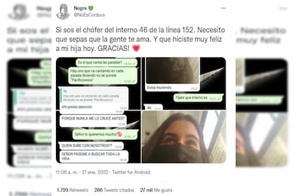 Una mujer compartió el momento que vivió su hija mientras viajaba en en colectivo (Foto Twitter @NoEsCordura)