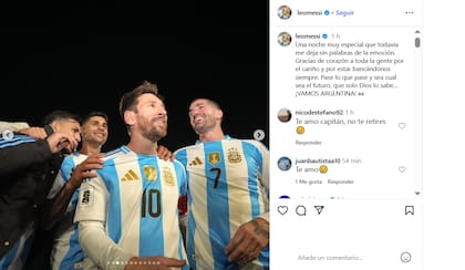"Una noche muy especial que todavía me deja sin palabras de la emoción", escribió Messi sobre su último partido con la albiceleste (Foto: Captura Instagram/@leomessi)