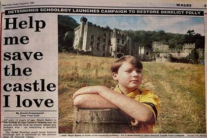 Una nota en un diario británico donde un joven Baker decía que amaba el castillo