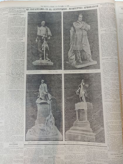 Una nota publicada en La Nación el 6 de noviembre de 1909 mostraba imágenes de las "maquettes" aprobadas.