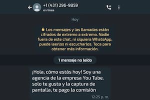 Una nueva estafa que circula por WhatsApp promete dinero a cambio de darle "Me gusta" a videos de YouTube o TikTok