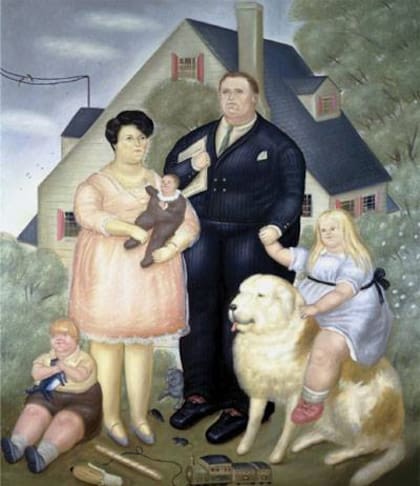 Uno de los retratos de grupos familiares de Fernando Botero: "Joaquín J. Aberbach y su familia"