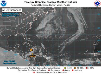 Una onda tropical en el Caribe tiene una probabilidad del 80% de convertirse en depresión tropical en los próximos siete días.