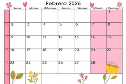 Una opción para tener impreso el calendario de febrero