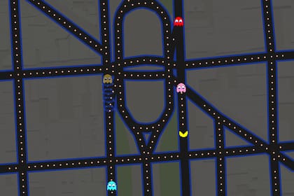 Una partida del Pac-Man en Google Maps desde las calles que rodean al Obelisco porteño