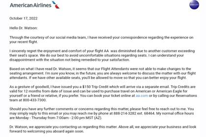 Una pasajera de un vuelo de American Airlines compartió su postura sobre los asientos