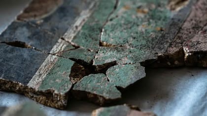 Una pequeña sección del fresco está formada por muchos fragmentos