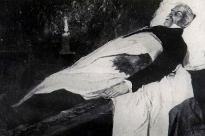 Una pintura del velatorio del general José de San Martín