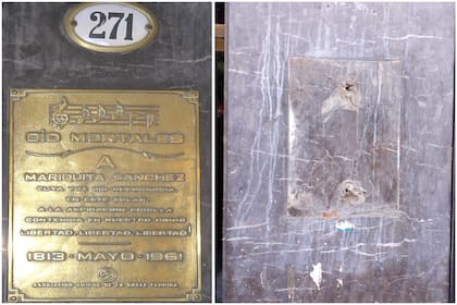 Una placa conmemoraba el lugar, la casa de Mariquita Sánchez de Thompsom, donde se tocó por primera vez el Himno Nacional; a fines de 2022, la placa fue robada