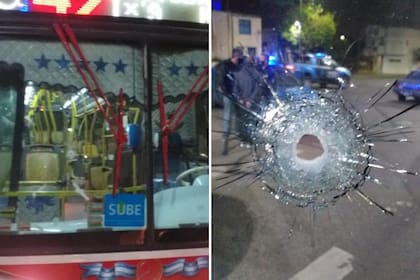 Impacto de bala en el parabrisas del interno 106 de la línea de colectivos 47, asaltado en Villa Lugano por dos jóvenes, uno de los cuales murió por el disparo de una agente de policía que viajaba de civil en la unidad