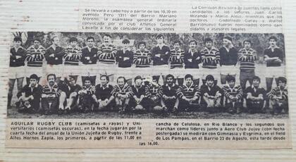 Una postal del equipo de Minera Aguilar Rugby Club