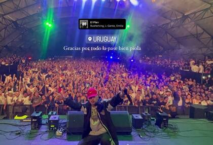 Una postal que L-Gante subió del show. Fue antes de los incidentes.