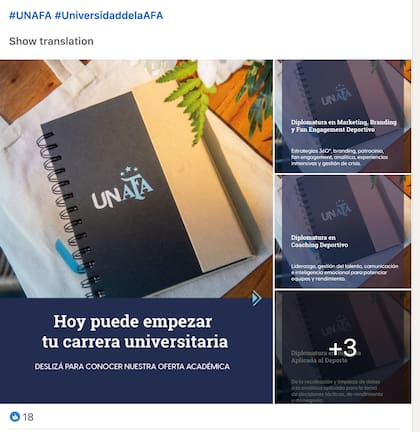 Una promoción en las redes de la AFA