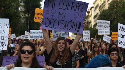 Una protesta a favor del aborto legal en España, en 2017