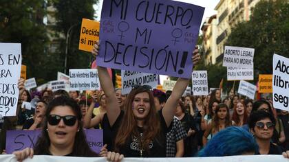 Una protesta a favor del aborto legal en España, en 2017