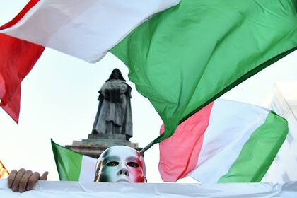 Una protesta contra las restricciones del gobierno, en Roma, el 31 de octubre pasado